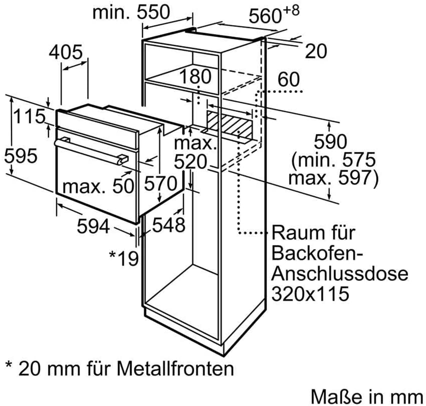 Bosch HBF133BR0 Einbau-Backofen, 60 cm, Edelstahl, EEK: A